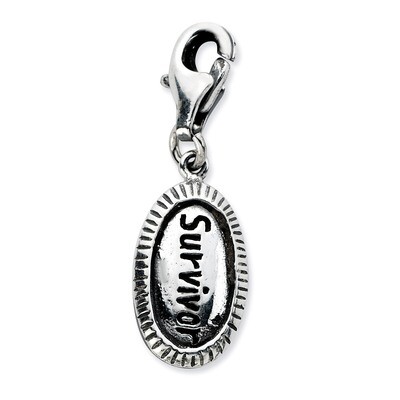 Antiqued SURVIVOR Charm Sterling Silver QCC694 by Amore La Vita, MPN: QCC694, 886774074733
