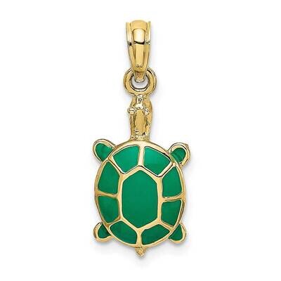 Green Enamel Tortoise Charm 10k Gold 10K6688, MPN: 10K6688,