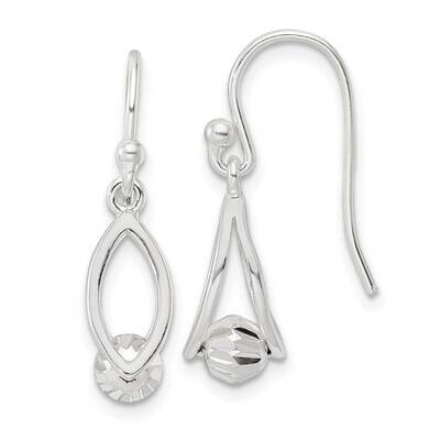Diamond-Cut Beaded Shepherd Hook Earrings Sterling Silver Polished QE16081, MPN: QE16081, 196904150…