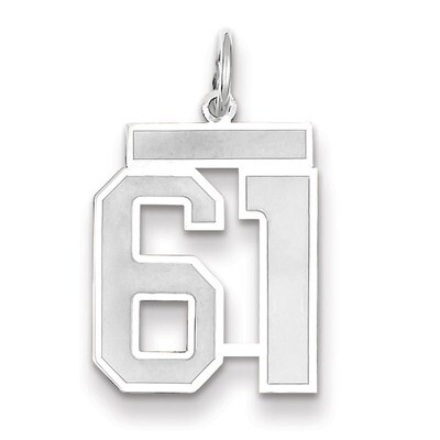 Number 61 Charm Medium Satin 14k white Gold WSM61, MPN: WSM61, 883957079233