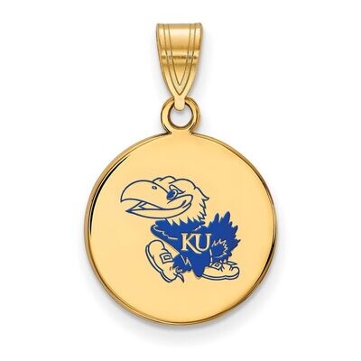 University of Kansas Medium Enamel Disc Pendant Gold-plated Silver GP036UKS, MPN: GP036UKS, 8867749…