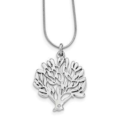 Tree Pendant Diamond Sterling Silver QW412-18, MPN: QW412-18, 886774559469