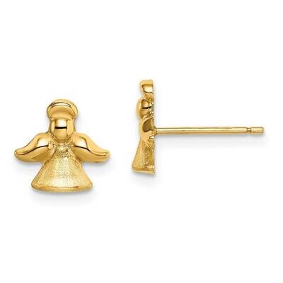 Angel Post Earrings 14k Gold Satin &amp; Polished GK975 by Madi K, MPN: GK975, 191101980718