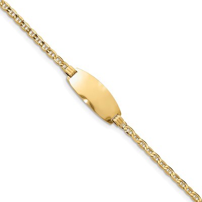 7 Inch Oval ID Semi-Solid Anchor Bracelet 14k Gold DCID148-7, MPN: DCID148-7, 883957722900