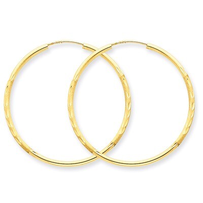 1.5mm Satin Diamond-cut Endless Hoop Earrings 14k Gold XY1170, MPN: XY1170, 883957299556