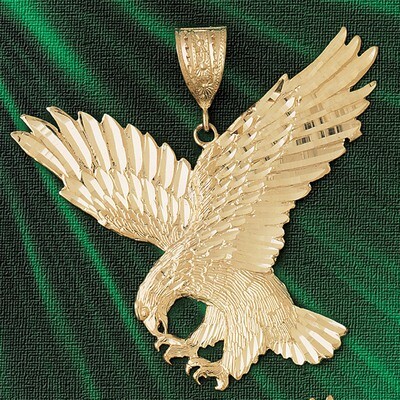 Dazzlers Jewelry Flying Eagle Pendant Necklace Charm Bracelet in Yellow, White or Rose Gold 2784, M…