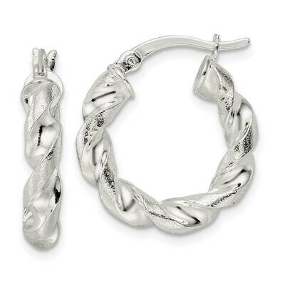 Textured Twisted Circle Hoop Earrings Sterling Silver Polished QE15883, MPN: QE15883, 196904151914