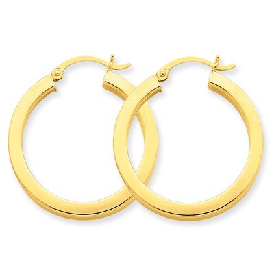 3mm Polished Square Hoop Earrings 14k Gold TE538, MPN: TE538, 883957290980