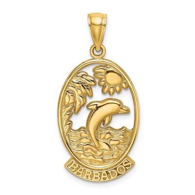 Barbados with Dolphin Sunset In Frame Charm 14k Gold K8190, MPN: K8190, 637218088928