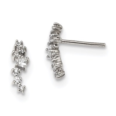 CZ Diamond Post Earrings Sterling Silver QE13783, MPN: QE13783, 886774096735