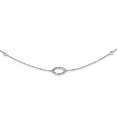 4 Cz Stations &amp; 3 Cz Open Designs 18 Inch Necklace Sterling Silver QG5647-18, MPN: QG5647-18, 19110…