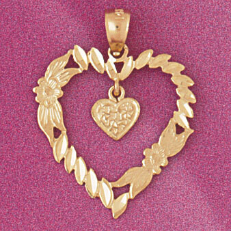 Dazzlers Jewelry Double Heart Pendant Necklace Charm Bracelet in Yellow, White or Rose Gold 3856, M…