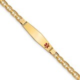 8 Inch Medical Soft Diamond Shape Red Enamel Anchor Link ID Bracelet 14k Gold XM575FC-8, MPN: XM575…