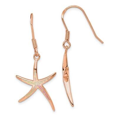 Created Opal Inlay Star Fish Dangle Earrings Sterling Silver Rose-tone QE14299, MPN: QE14299, 88395…
