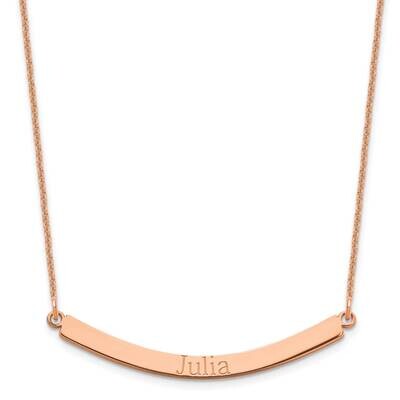 Recessed Letter Curved Bar Necklace 14k Rose Gold XNA649R, MPN: XNA649R,