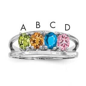 Synthetic 4 Stone Mother&#39;s Ring Sterling Silver Rhodium-plated XMR2/4SS-10, MPN: XMR2_4W--6, 883957…