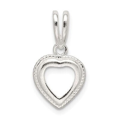 Heart 4.0mm Rope Frame Back Set Loose Bail Pendant Setting Sterling Silver SS3273, MPN: SS3273,