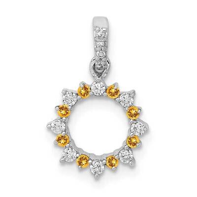 .08 Citrine Fancy Circle Pendant 14k White Gold Diamond PM3856-CI-012-WA, MPN: PM3856-CI-012-WA, 88…