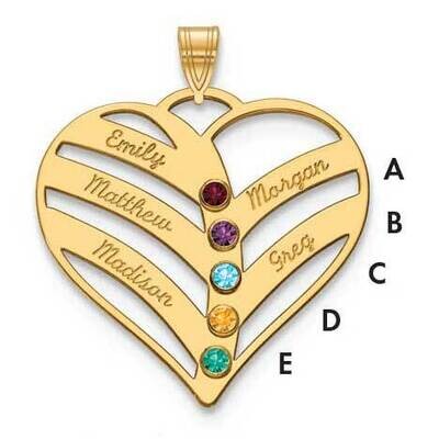 5 Name Mothers Heart Charm with Birthstones 14k Gold XNA865/5Y, MPN: XNA865/5Y,