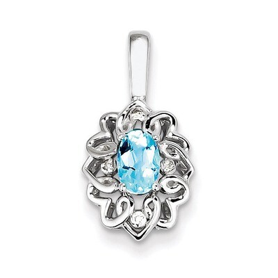 Light Swiss Blue Topaz Diamond Pendant Sterling Silver QP3130BT, MPN: QP3130BT, 883957436180
