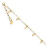 Oval Chain Diamond Cut Dots with 1in Ext Anklet 9 Inch 14k Gold ANK239-9, MPN: ANK239-9, 8867746385…