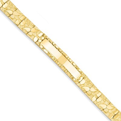 10.0mm Nugget ID Bracelet 7 Inch 14k Gold NUGID10-7, MPN: NUGID10-7, 883957396545