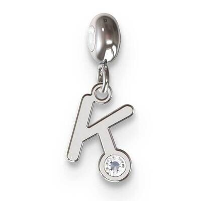 Memi Letter K with Swarovski Crystal Charm Sterling Silver Rhodium-plated ME111K-SS, MPN: ME111K-SS,