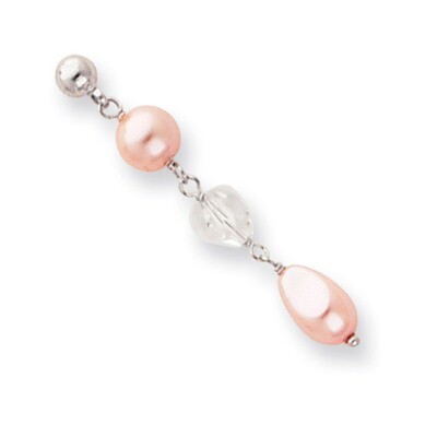 Kelly Waters Pink Simulated Pearl and Crystal Drop Earrings Rhodium-plated KW215, MPN: KW215, 88395…