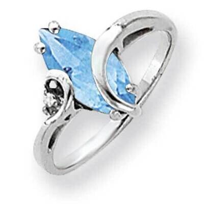 12x6mm Marquise Blue Topaz Diamond Ring 14k White Gold Y4530BT_AA, MPN: Y4530BT_AA, 883957442518