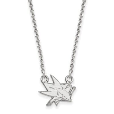 San Jose Sharks Small Pendant with Chain Necklace 14k White Gold 4W013SHA-18, MPN: 4W013SHA-18, 886…