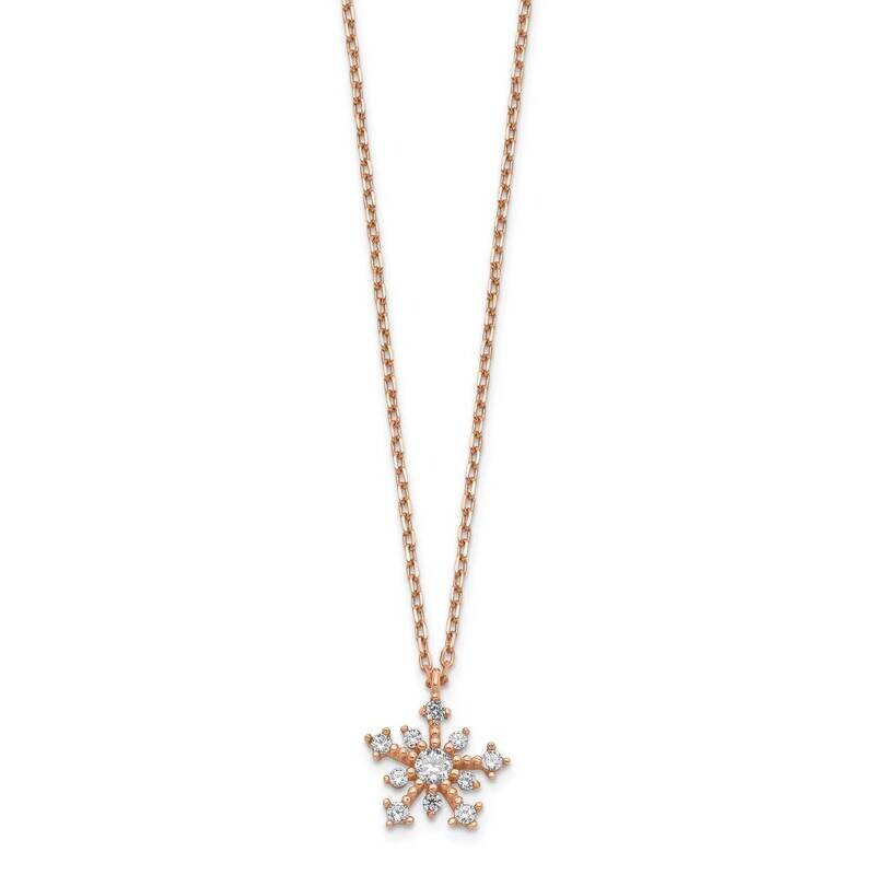 Snowflake with 1 inch Extender Necklace 14k Rose Gold CZ Diamond SF2781-15, MPN: SF2781-15, 8867740…