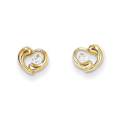 Synthetic Diamond Heart Post Earrings - 14k Gold SE2318 by Madi K, MPN: SE2318, 886774984094