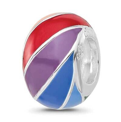 Rainbow Enamel Round Bead Sterling Silver Rhodium-plated QRS4440, MPN: QRS4440,
