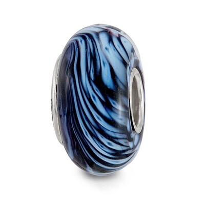 Swirling Snow Fenton Glass Bead Sterling Silver Hand Painted QRS3918, MPN: QRS3918, 19727659170