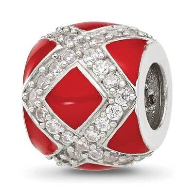 CZ Red Enameled Fancy Bead Sterling Silver QRS4381, MPN: QRS4381,