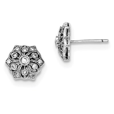 CZ Diamond Post Earrings Sterling Silver Rhodium-plated QE12280, MPN: QE12280, 883957776552