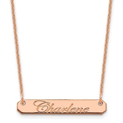 Polished Edwardian Script Bar Necklace 14k Rose Gold Small XNA1215R, MPN: XNA1215R,
