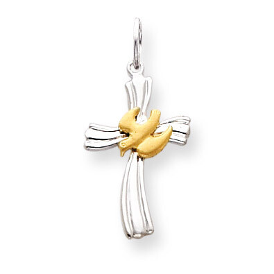 Vermeil Dove Cross Charm Sterling Silver QC3338, MPN: QC3338, 886774107554