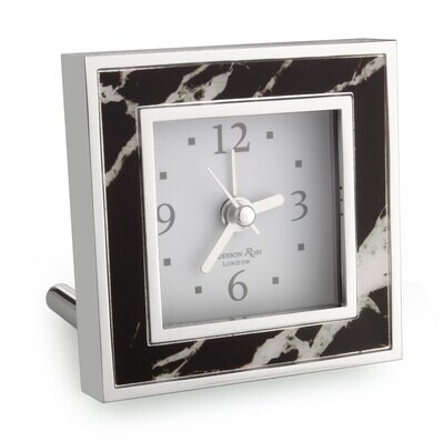 Addison Ross Black Marble Square Alarm Clock 3 x 3 Inch Silver-plated FR1012, MPN: FR1012, UPC/EAN:…