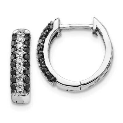 White &amp; Black Diamond Hinged Hoop Earrings 14k White Gold EM5398-BK-050-WA, MPN: EM5398-BK-050-WA, …