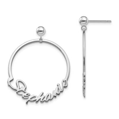 Circle Name Plate Dangle Earrings Sterling Silver Rhodium-plated XNE62SS, MPN: XNE62SS, 191101403170
