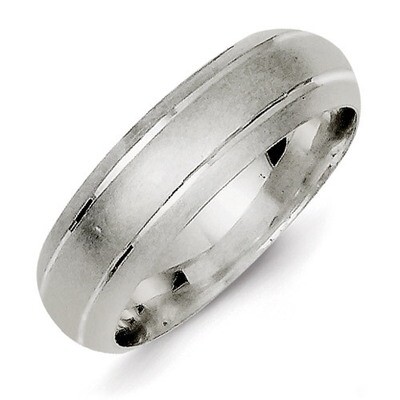 6mm Satin Finish Band Rhodium Size 10 Sterling Silver QSFB060RH-10