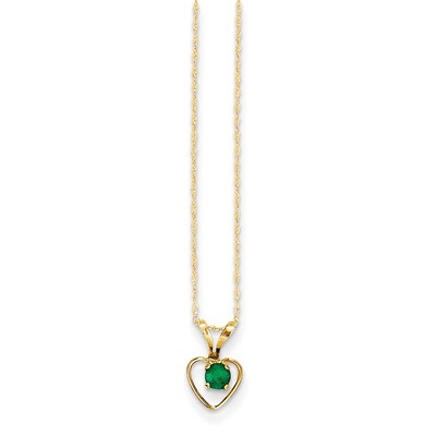 3mm Emerald Heart Birthstone Necklace 15 Inch - 14k Gold GK407-15 by Madi K, MPN: GK407-15, 8867743…