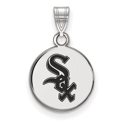 Chicago White Sox Small Enamel Disc Pendant Sterling Silver SS014WHI, MPN: SS014WHI, 886774627359