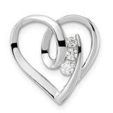 CZ Diamond Fancy Heart Slide Sterling Silver Rhodium-Plated QP5493, MPN: QP5493,