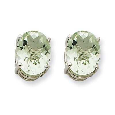 10x8 Oval Green Quartz Earrings 14k White Gold XE90WCG, MPN: XE90WCG, 883957109008