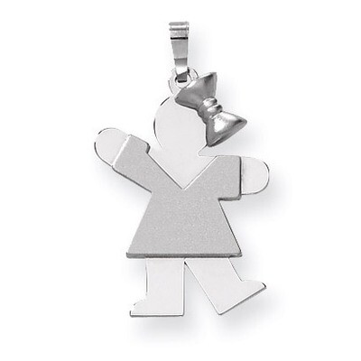 Medium Girl with Bow on Right Engravable Charm 14k White Gold XK320, MPN: XK320, 883957470849