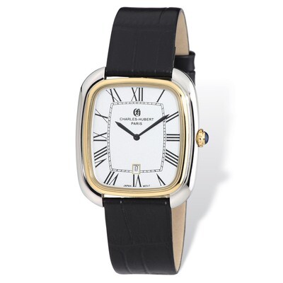Charles Hubert IP 2-tone Square Brown Leather Band Watch Men&#39;s XWA4846, MPN: XWA4846, 848870007091