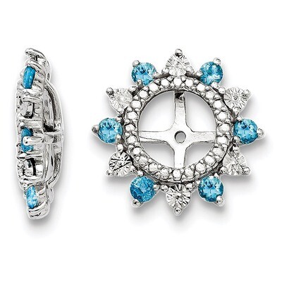 Swiss Blue Topaz Earring Jacket Sterling Silver Rhodium QJ105DEC, MPN: QJ105DEC, 191101384745