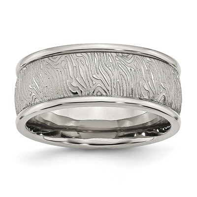 9mm Textured Rounded Edge Ring Stainless Steel Polished SR395 by Chisel, MPN: SR395, 886774428581